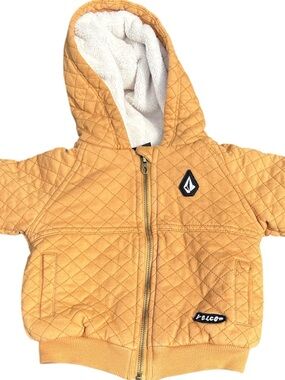 VOLCOM Cream Sherpa-Lined Quilted Jacket Size 18M